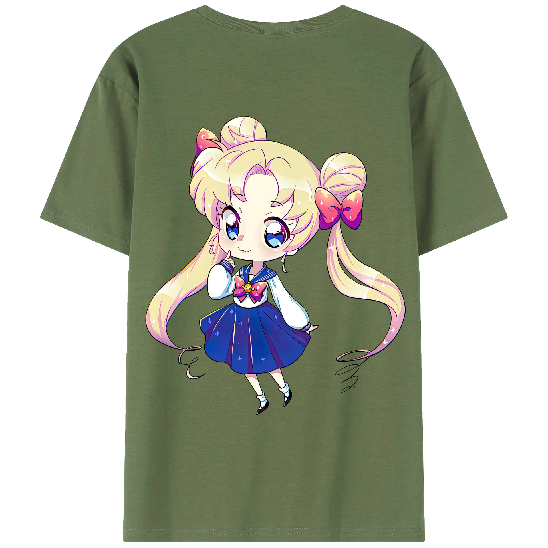 （画像用） 美少女戦士セーラームーン 月野 うさぎ つきの うさぎ Sailor Moon Tsukino Usagi 綿100％ メンズ半袖Tシャツ（バックプリント） 通気性